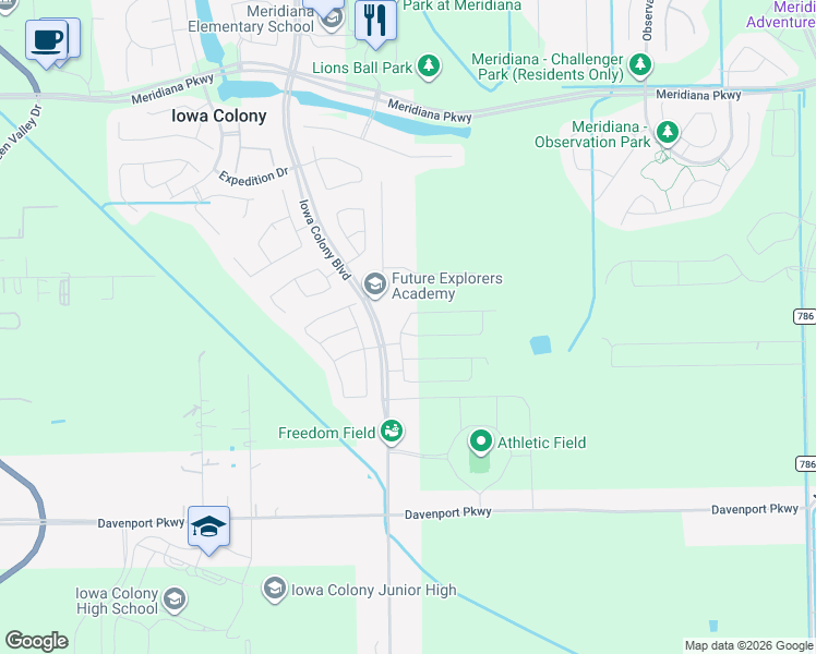 map of restaurants, bars, coffee shops, grocery stores, and more near 10606 Cabot Trail in Rosharon