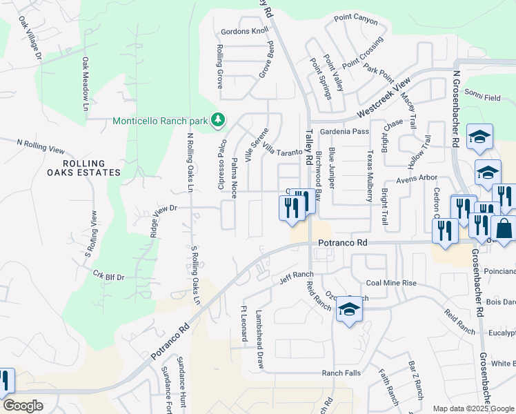 map of restaurants, bars, coffee shops, grocery stores, and more near 159 Palazzo Torre in San Antonio