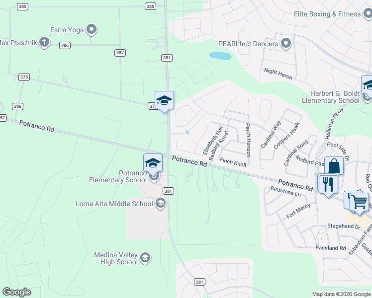 map of restaurants, bars, coffee shops, grocery stores, and more near 224 Kildeer Creek in San Antonio