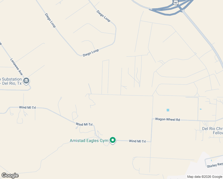 map of restaurants, bars, coffee shops, grocery stores, and more near 348 North Line Road in Del Rio