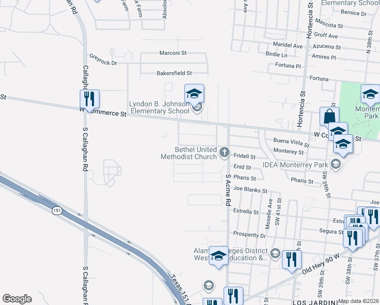 map of restaurants, bars, coffee shops, grocery stores, and more near 5218 Ray Beebe Path in San Antonio