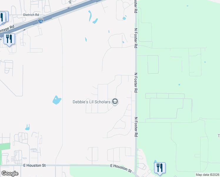map of restaurants, bars, coffee shops, grocery stores, and more near 857-999 North Foster Road in San Antonio