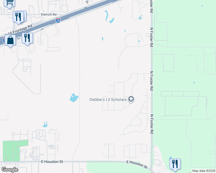 map of restaurants, bars, coffee shops, grocery stores, and more near 1215 North Foster Road in San Antonio