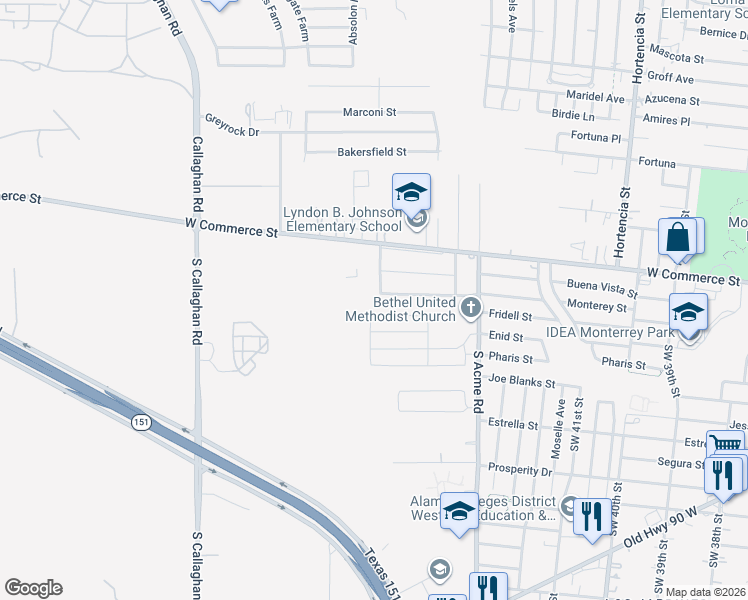 map of restaurants, bars, coffee shops, grocery stores, and more near 5255 Ray Beebe Path in San Antonio