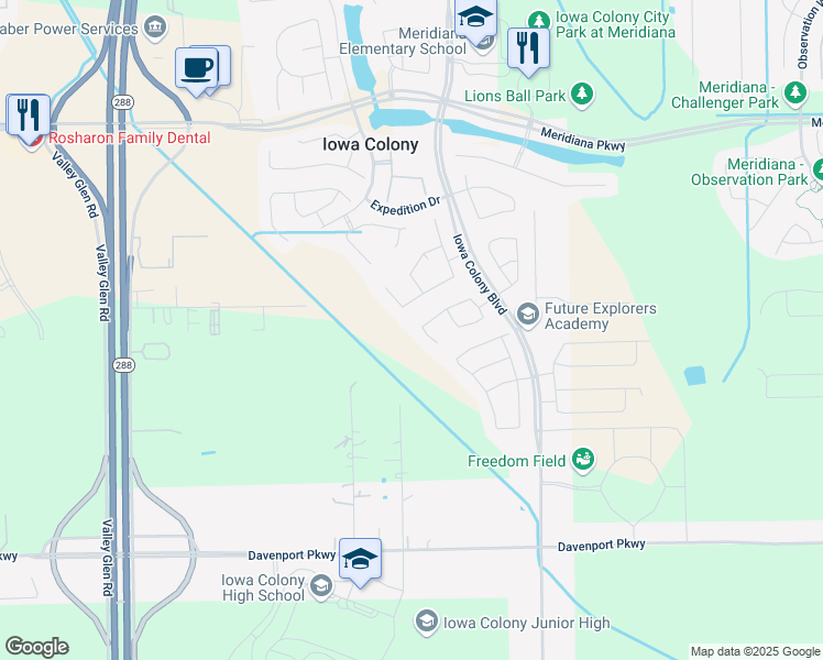 map of restaurants, bars, coffee shops, grocery stores, and more near 10414 Kahlo Court in Arcola