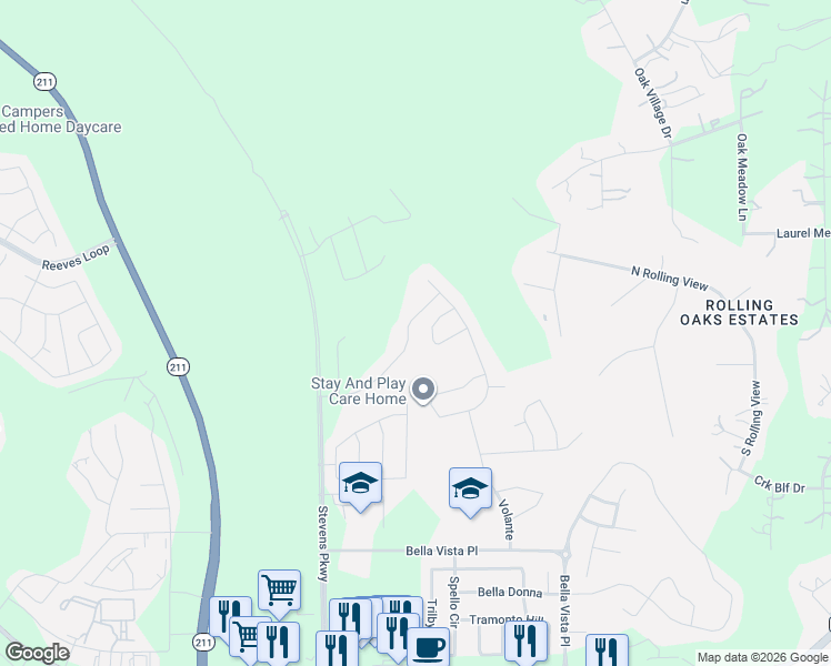 map of restaurants, bars, coffee shops, grocery stores, and more near Santa Anna Way in San Antonio
