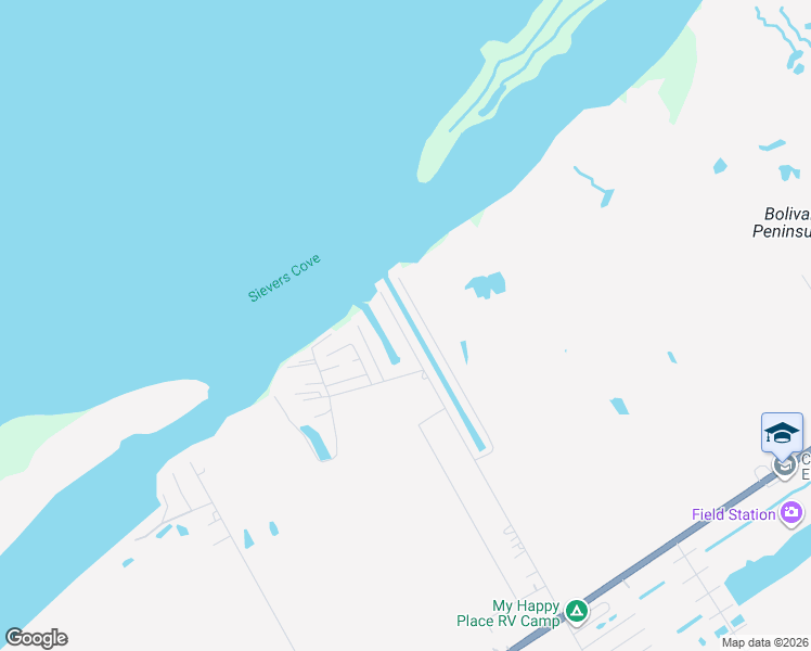 map of restaurants, bars, coffee shops, grocery stores, and more near 1330 Boyt Road in Bolivar Peninsula