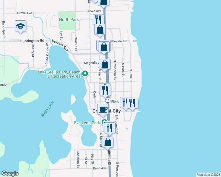 map of restaurants, bars, coffee shops, grocery stores, and more near 306 Eucalyptus Avenue in Crescent City