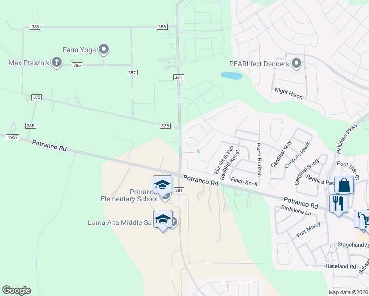 map of restaurants, bars, coffee shops, grocery stores, and more near 299 Tufted Crest in San Antonio