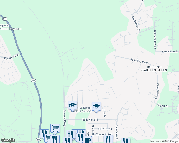 map of restaurants, bars, coffee shops, grocery stores, and more near 14018 Rosetta in San Antonio