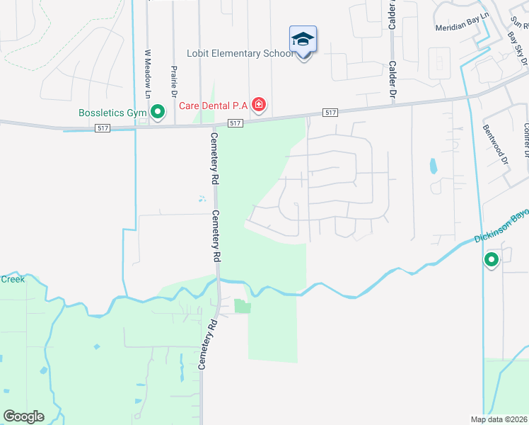 map of restaurants, bars, coffee shops, grocery stores, and more near 1852 Stoney Sunset Lane in Dickinson