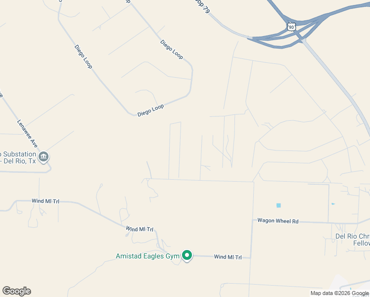 map of restaurants, bars, coffee shops, grocery stores, and more near 348 North Line Road in Del Rio