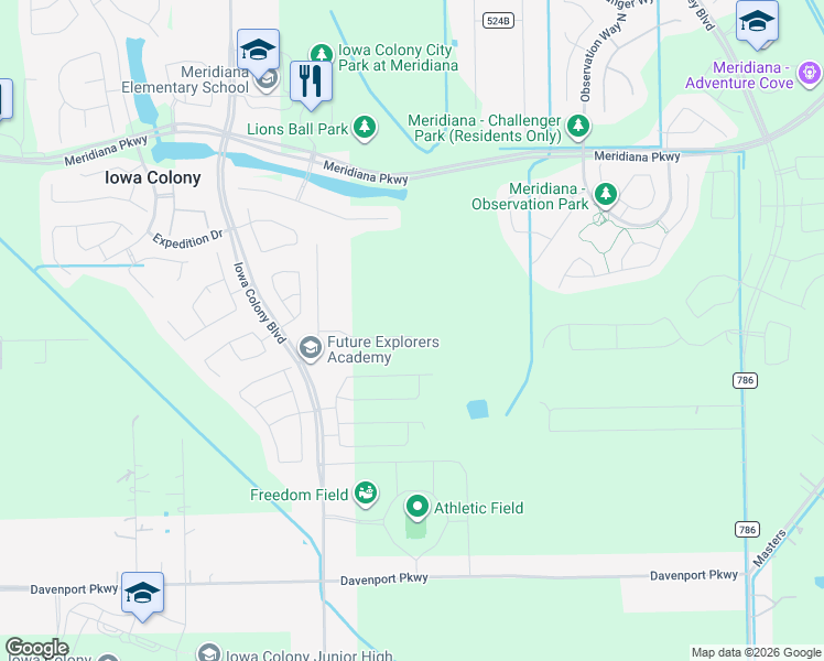map of restaurants, bars, coffee shops, grocery stores, and more near 10411 County Road 65 in Rosharon