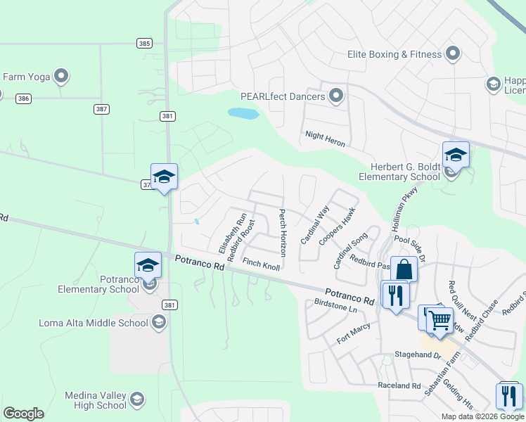 map of restaurants, bars, coffee shops, grocery stores, and more near 149 Quiet Elk in San Antonio