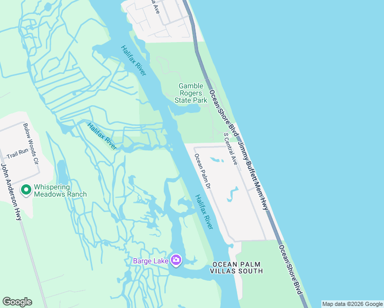 map of restaurants, bars, coffee shops, grocery stores, and more near 228 Ocean Palm Drive in Flagler Beach