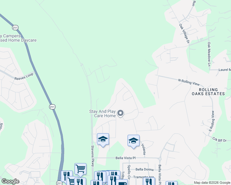 map of restaurants, bars, coffee shops, grocery stores, and more near Santa Anna Way in San Antonio