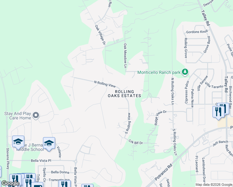 map of restaurants, bars, coffee shops, grocery stores, and more near 213 North Rolling View in San Antonio
