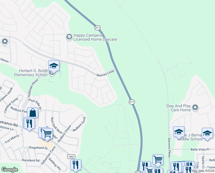 map of restaurants, bars, coffee shops, grocery stores, and more near 1407 Lesser Scaup in San Antonio