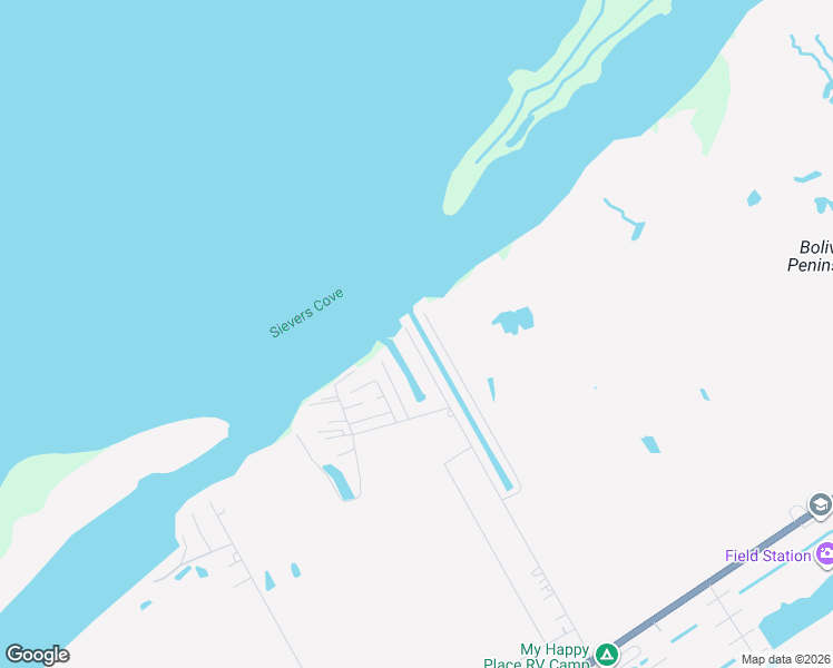 map of restaurants, bars, coffee shops, grocery stores, and more near 1353 Bay in Bolivar Peninsula