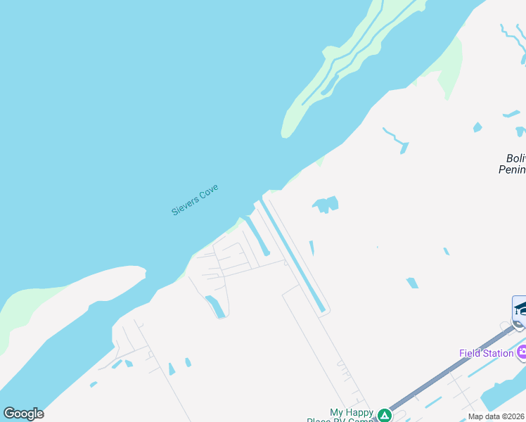 map of restaurants, bars, coffee shops, grocery stores, and more near 1353 Bay in Bolivar Peninsula