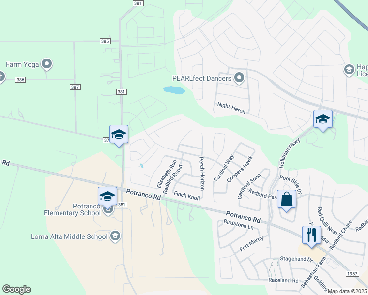 map of restaurants, bars, coffee shops, grocery stores, and more near 206 Nesting Canyon in San Antonio