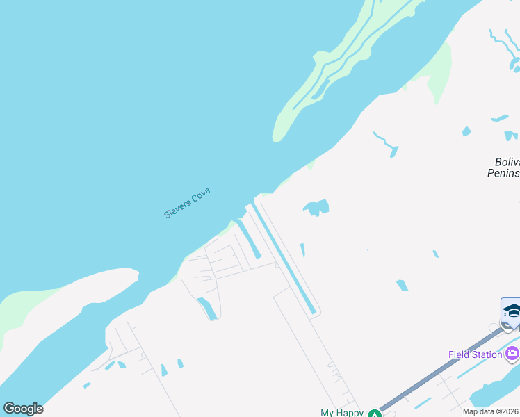 map of restaurants, bars, coffee shops, grocery stores, and more near 1353 Bay in Bolivar Peninsula