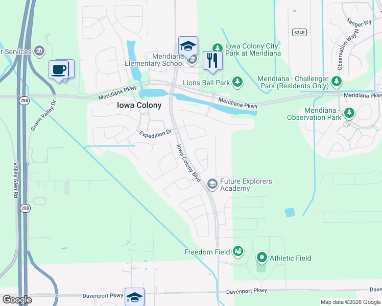 map of restaurants, bars, coffee shops, grocery stores, and more near 10319 Mesa Drive in Arcola