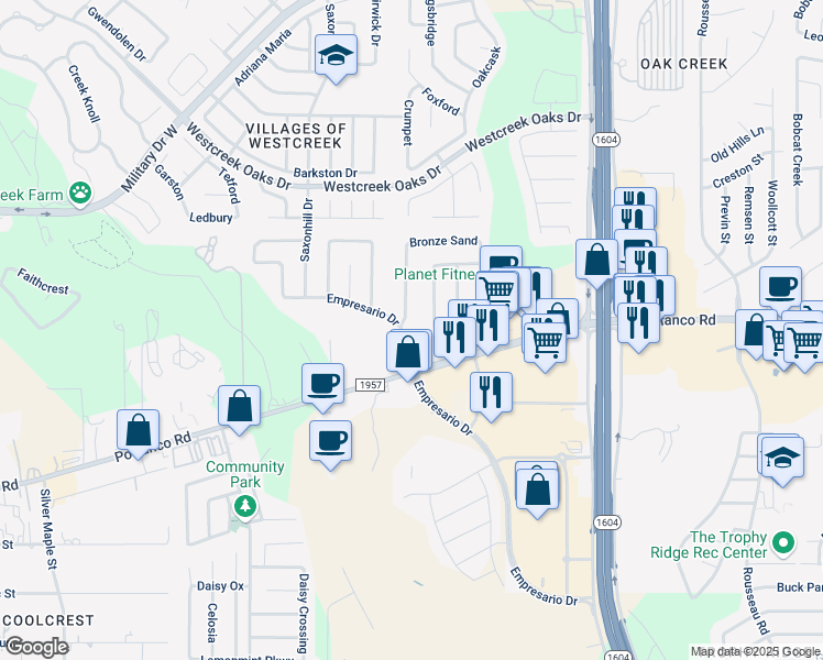 map of restaurants, bars, coffee shops, grocery stores, and more near 419 Terra Cotta in San Antonio