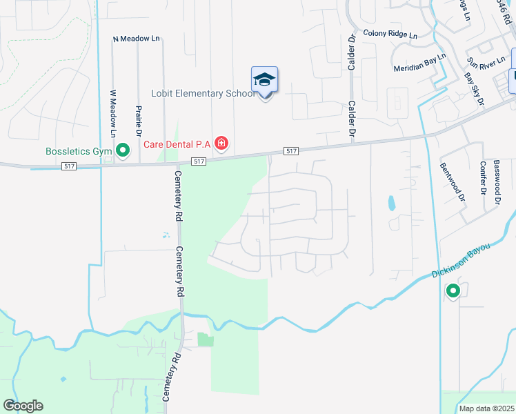 map of restaurants, bars, coffee shops, grocery stores, and more near 1807 Windy Pass Lane in Dickinson