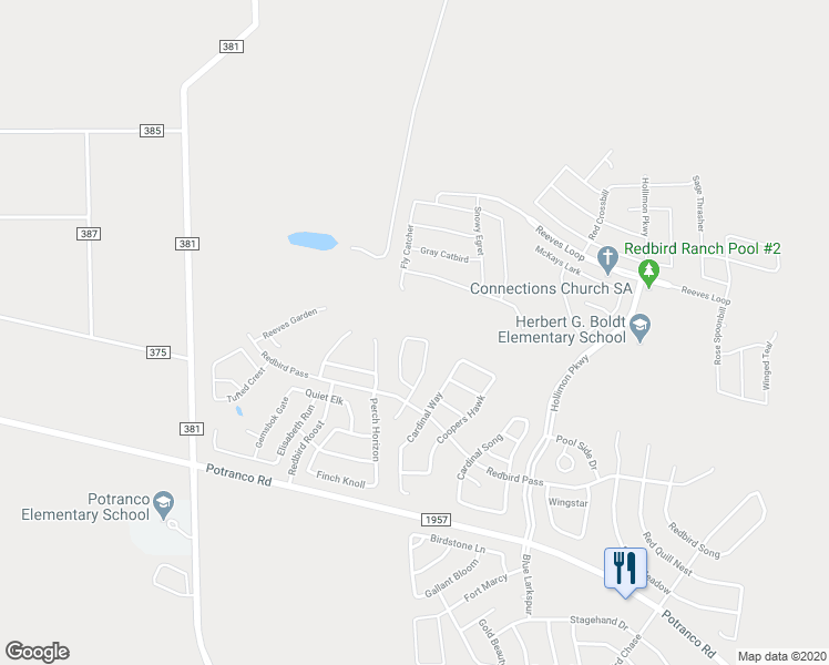 map of restaurants, bars, coffee shops, grocery stores, and more near 15507 Jane Grove in San Antonio