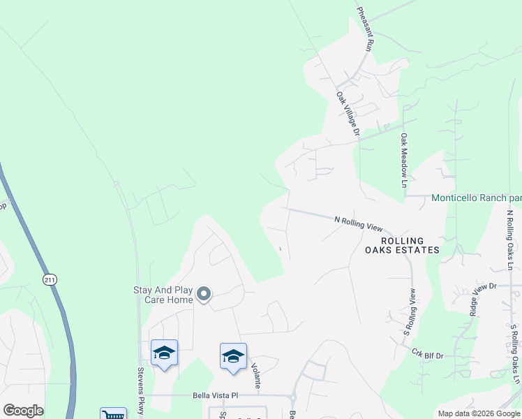 map of restaurants, bars, coffee shops, grocery stores, and more near 614 North Rolling View in San Antonio