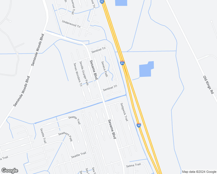 map of restaurants, bars, coffee shops, grocery stores, and more near 36 Seneca Path in Palm Coast