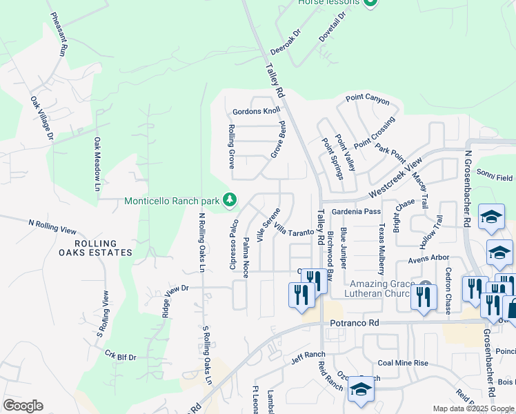 map of restaurants, bars, coffee shops, grocery stores, and more near 403 Palma Noce in San Antonio