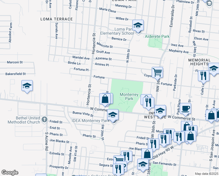 map of restaurants, bars, coffee shops, grocery stores, and more near 310 Northwest 39th Street in San Antonio