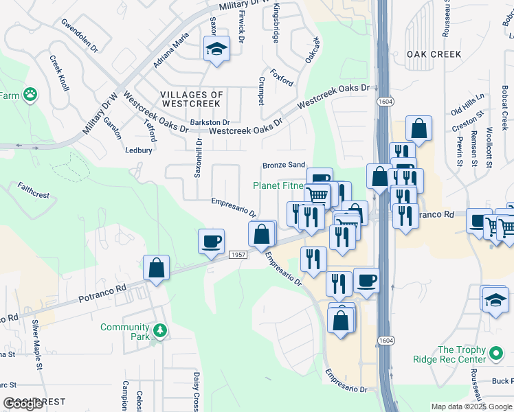 map of restaurants, bars, coffee shops, grocery stores, and more near 419 Terra Cotta in San Antonio