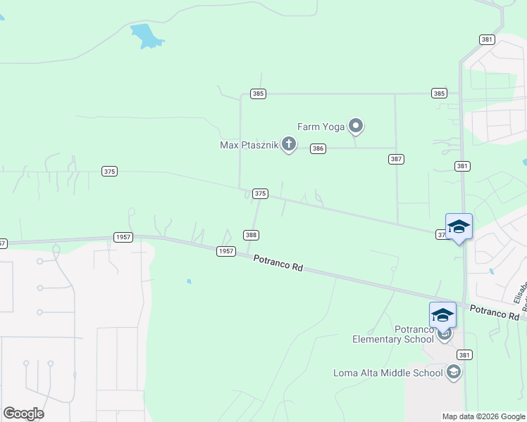 map of restaurants, bars, coffee shops, grocery stores, and more near 461 County Road 375 in San Antonio