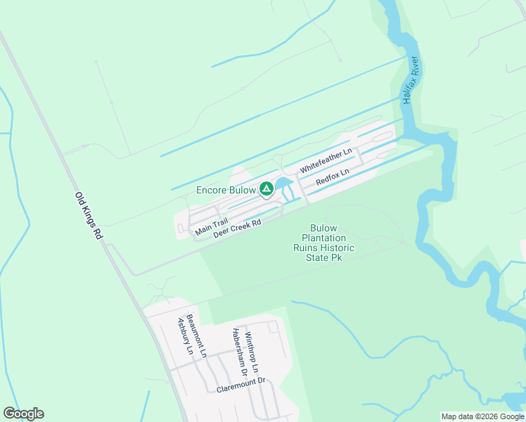 map of restaurants, bars, coffee shops, grocery stores, and more near Deer Creek Road in Flagler Beach