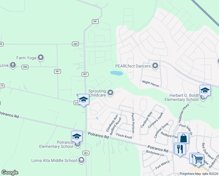 map of restaurants, bars, coffee shops, grocery stores, and more near 173 Reeves Garden in San Antonio