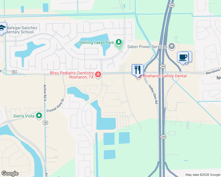 map of restaurants, bars, coffee shops, grocery stores, and more near 10004 Whitney Reach Dr in Rosharon