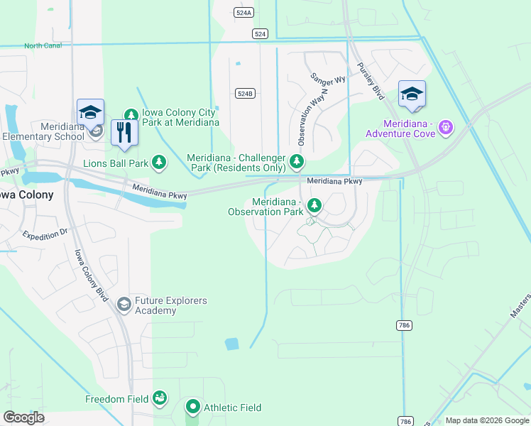 map of restaurants, bars, coffee shops, grocery stores, and more near 10110 Stride Court in Arcola
