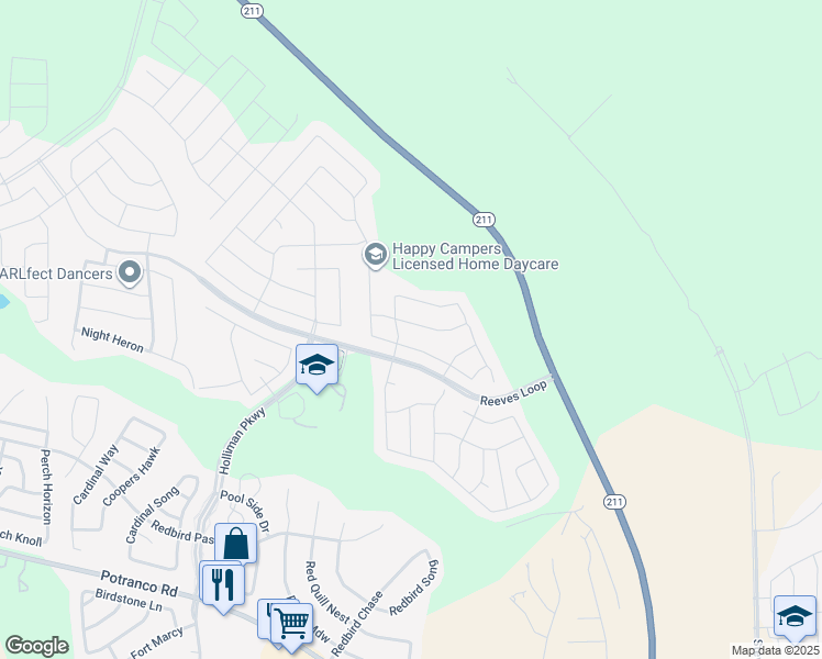 map of restaurants, bars, coffee shops, grocery stores, and more near 14858 Horned Lark in San Antonio