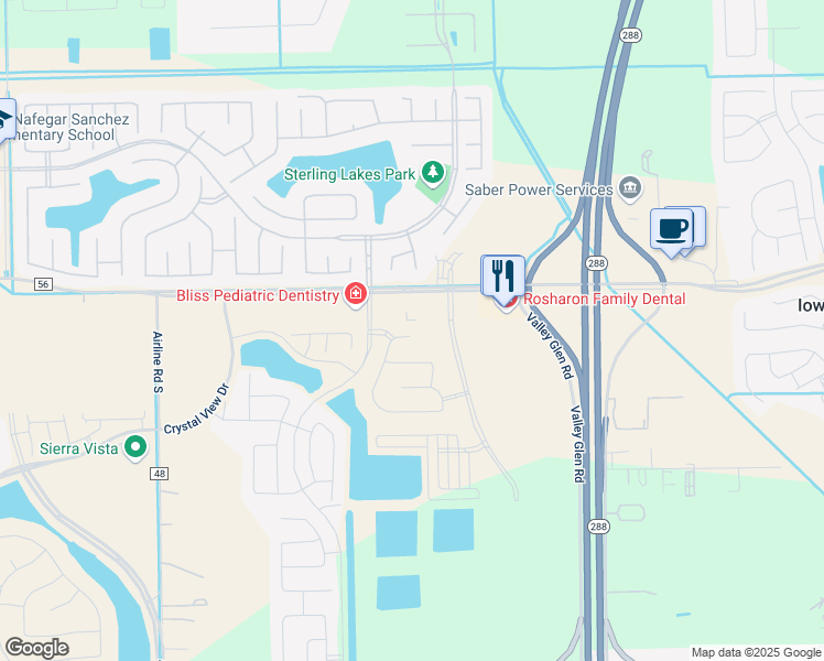 map of restaurants, bars, coffee shops, grocery stores, and more near 10004 Whitney Reach Dr in Rosharon