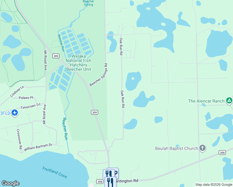 map of restaurants, bars, coffee shops, grocery stores, and more near 158 Oak Run Road in Crescent City