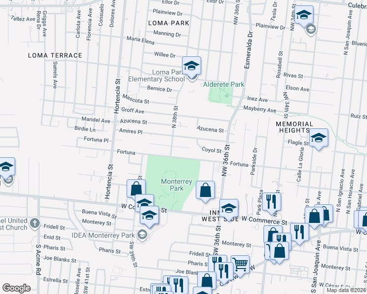 map of restaurants, bars, coffee shops, grocery stores, and more near 234 Coyol Street in San Antonio