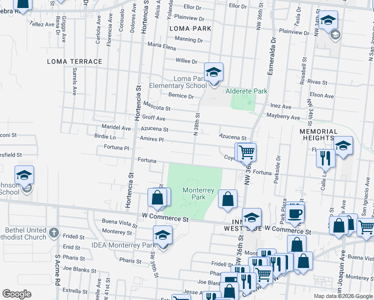 map of restaurants, bars, coffee shops, grocery stores, and more near 320 Coyol Street in San Antonio