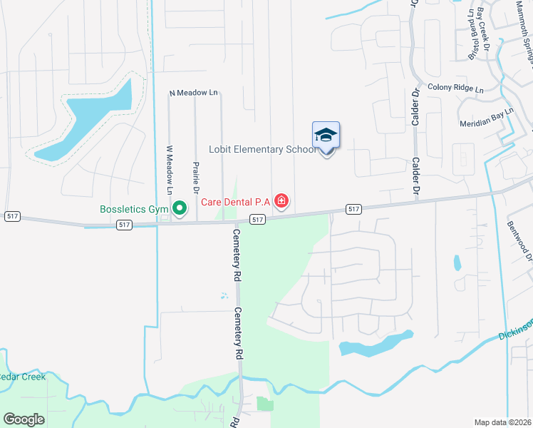 map of restaurants, bars, coffee shops, grocery stores, and more near Farm to Market 517 in Dickinson