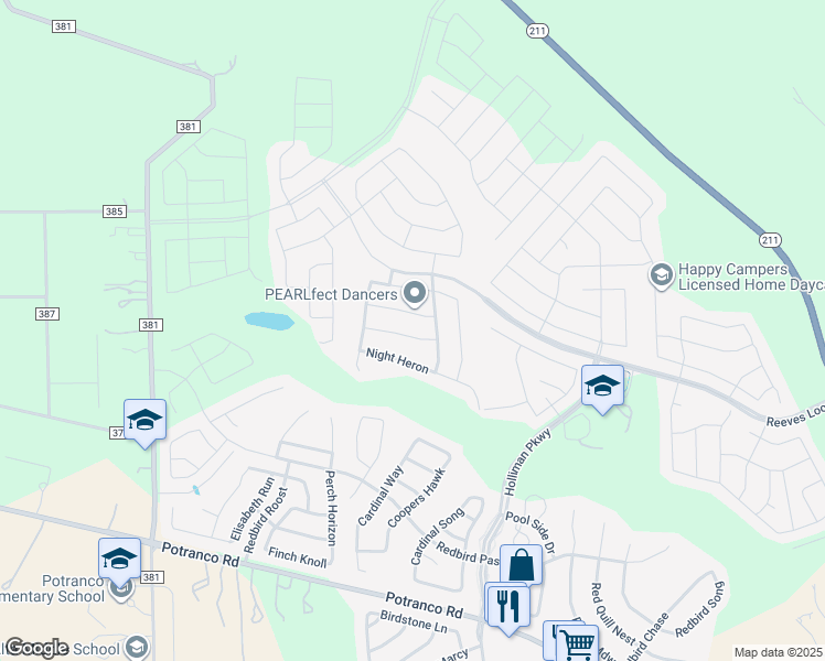 map of restaurants, bars, coffee shops, grocery stores, and more near 15409 Bobwhite Quail in San Antonio
