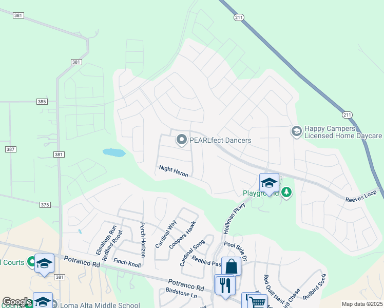 map of restaurants, bars, coffee shops, grocery stores, and more near Snowy Egret in San Antonio