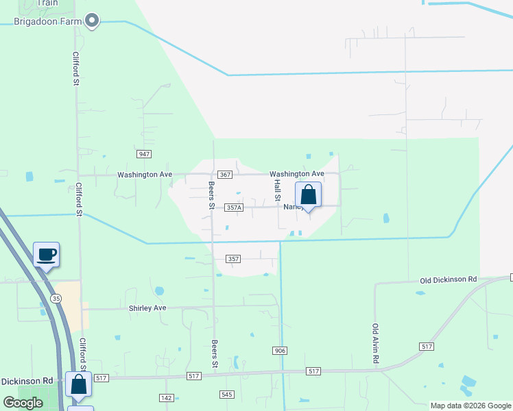 map of restaurants, bars, coffee shops, grocery stores, and more near 2571 County Road 357A in Alvin