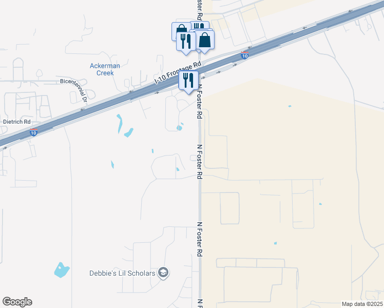 map of restaurants, bars, coffee shops, grocery stores, and more near 1215 North Foster Road in San Antonio